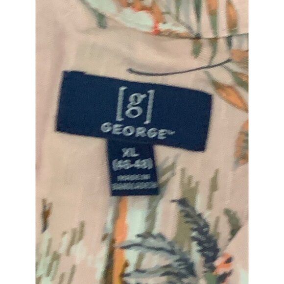 George Hawaiian Aloha Shirt Tropical Flowers and Toucans Pink XL - Picture 4 of 9
